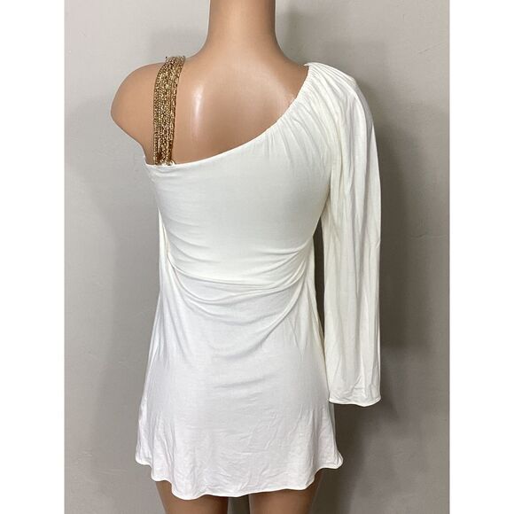 New. SKY ivory white gathered long sleeve mini with chains. Retails $249 - Picture 3 of 10